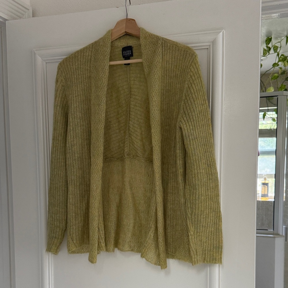 Eileen Fisher Olive Green Open Cardigan